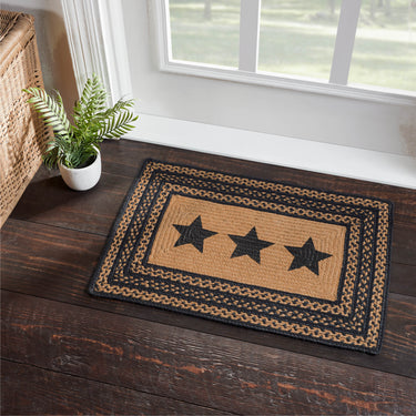 Farmhouse Jute Braided Rug Rect. Stencil Stars 20